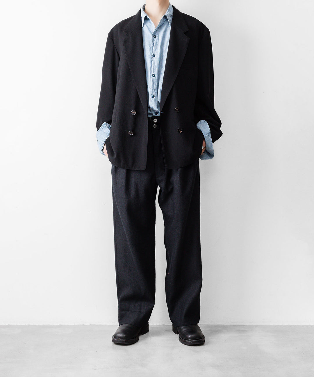 INTÉRIM インテリムのSILK LINEN "BOURGERON" FRENCH WORK TROUSERのBLACK 公式通販サイトsession福岡セレクトショップ