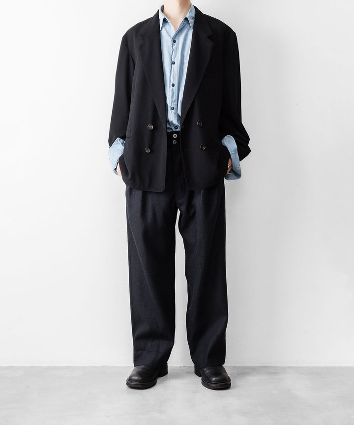 INTÉRIM インテリムのSILK LINEN "BOURGERON" FRENCH WORK TROUSERのBLACK 公式通販サイトsession福岡セレクトショップ