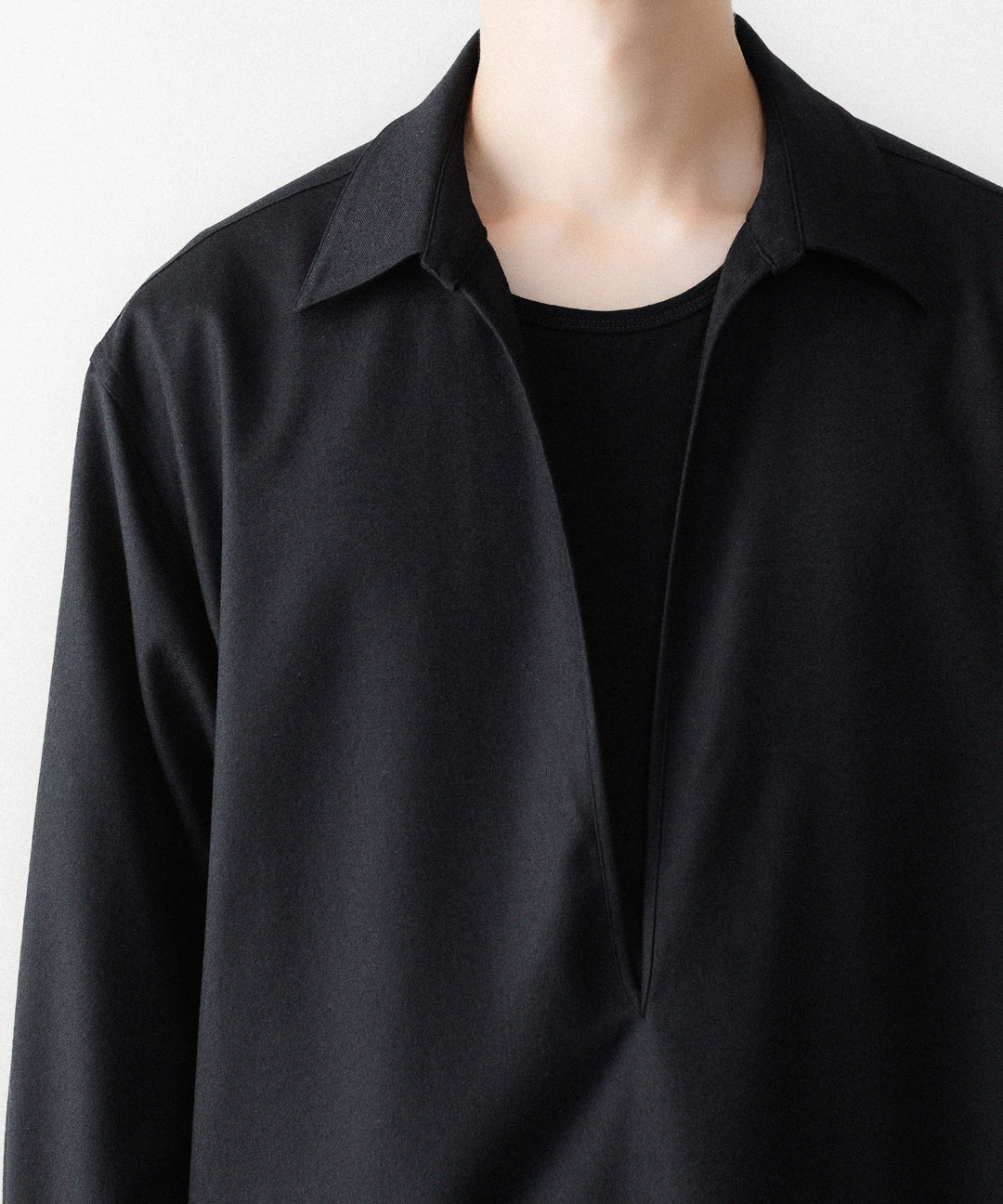 ssstein(シュタイン)のWOOL FLANNEL OVERSIZED SKIPPER SHIRT - BLACKの公式通販サイトsession福岡セレクトショップ