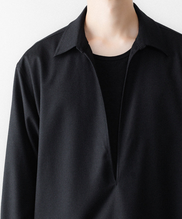 ssstein(シュタイン)のWOOL FLANNEL OVERSIZED SKIPPER SHIRT - BLACKの公式通販サイトsession福岡セレクトショップ
