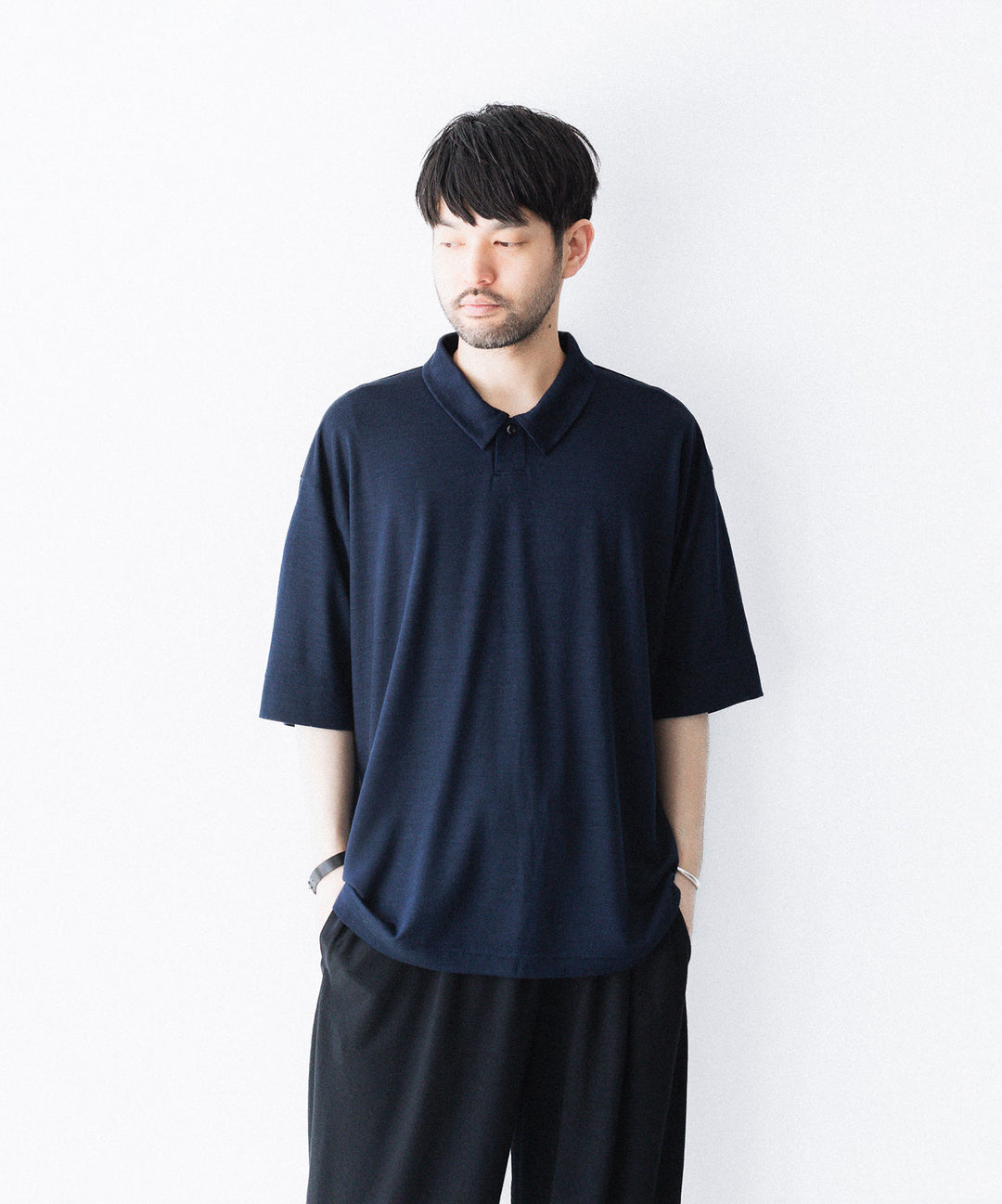 WWW WRAPINKNOT wool wearのS/S POLO SHIRTのNAVY 公式通販サイトsession福岡セレクトショップ
