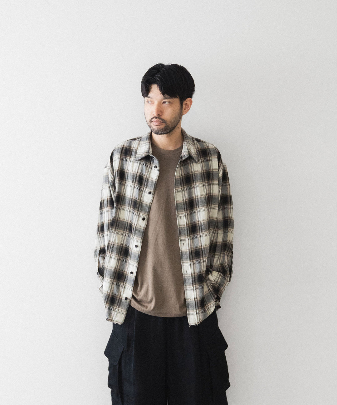 CODA -コーダのBEIGE GREY CHECKED WASHED THRASHED STRUCTURED SHIRTのBEIGE GREY CHECK公式通販サイトsession福岡セレクトショップ