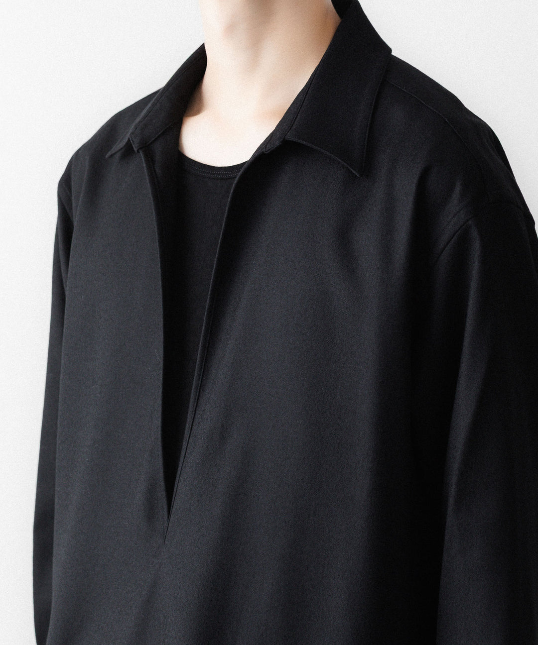 ssstein(シュタイン)のWOOL FLANNEL OVERSIZED SKIPPER SHIRT - BLACKの公式通販サイトsession福岡セレクトショップ