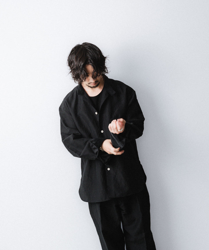 phebus- フィーバスのWOOL LINEN SHIRTのBLACK公式通販サイトsession福岡セレクトショップ