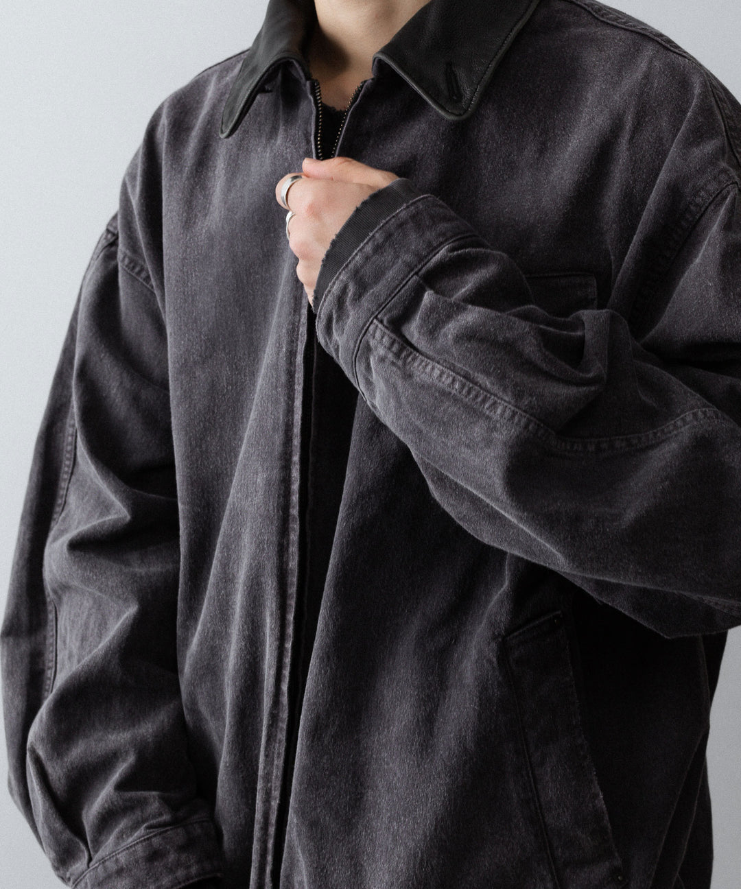【ssstein】SULFUR DYED WHIP CORD VINTAGE ZIP JACKET - BLACK