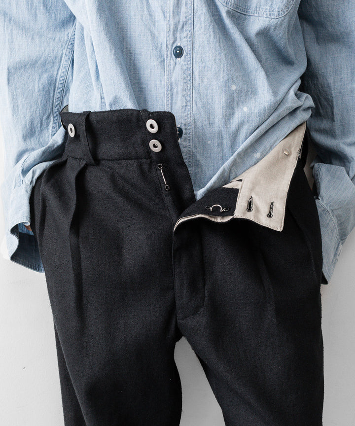 INTÉRIM インテリムのSILK LINEN "BOURGERON" FRENCH WORK TROUSERのBLACK 公式通販サイトsession福岡セレクトショップ