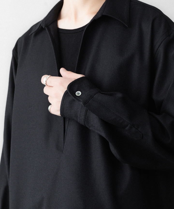 ssstein(シュタイン)のWOOL FLANNEL OVERSIZED SKIPPER SHIRT - BLACKの公式通販サイトsession福岡セレクトショップ