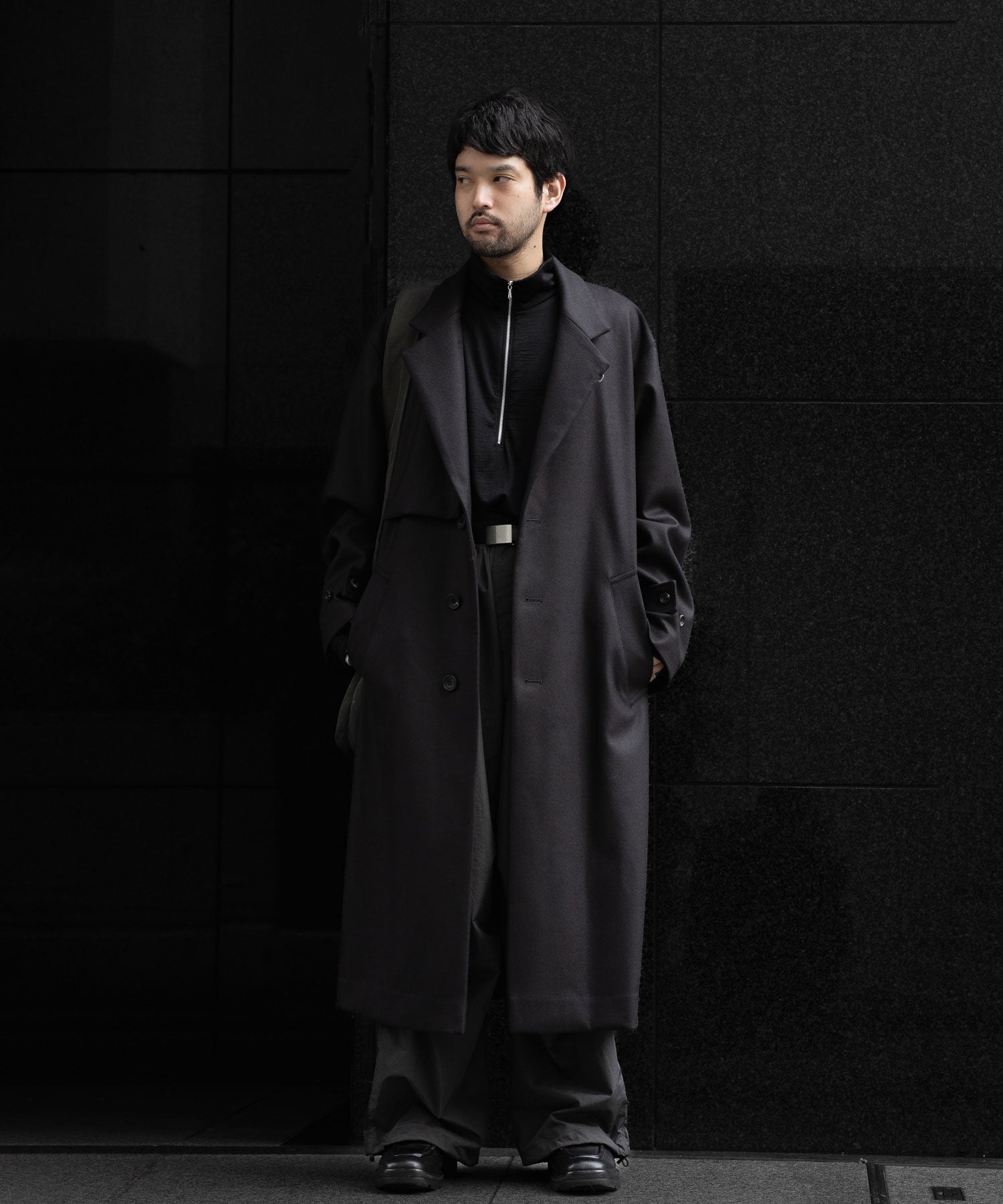 【ssstein】LAY CHESTER COAT - DARK CHARCOAL