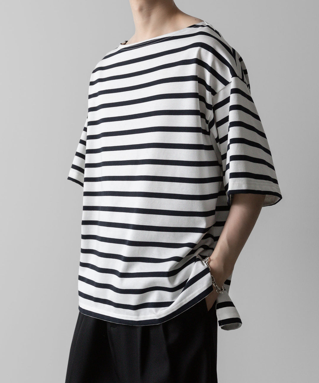 INTÉRIM - インテリムのHYPER BIG SUVIN GIZA BASQUE BORDER H/S SHIRT - WHITE×NAVY公式通販サイトsession福岡セレクトショップ