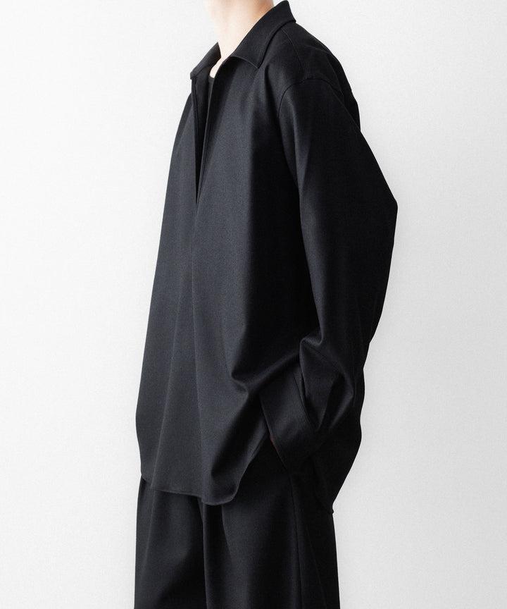 ssstein(シュタイン)のWOOL FLANNEL OVERSIZED SKIPPER SHIRT - BLACKの公式通販サイトsession福岡セレクトショップ