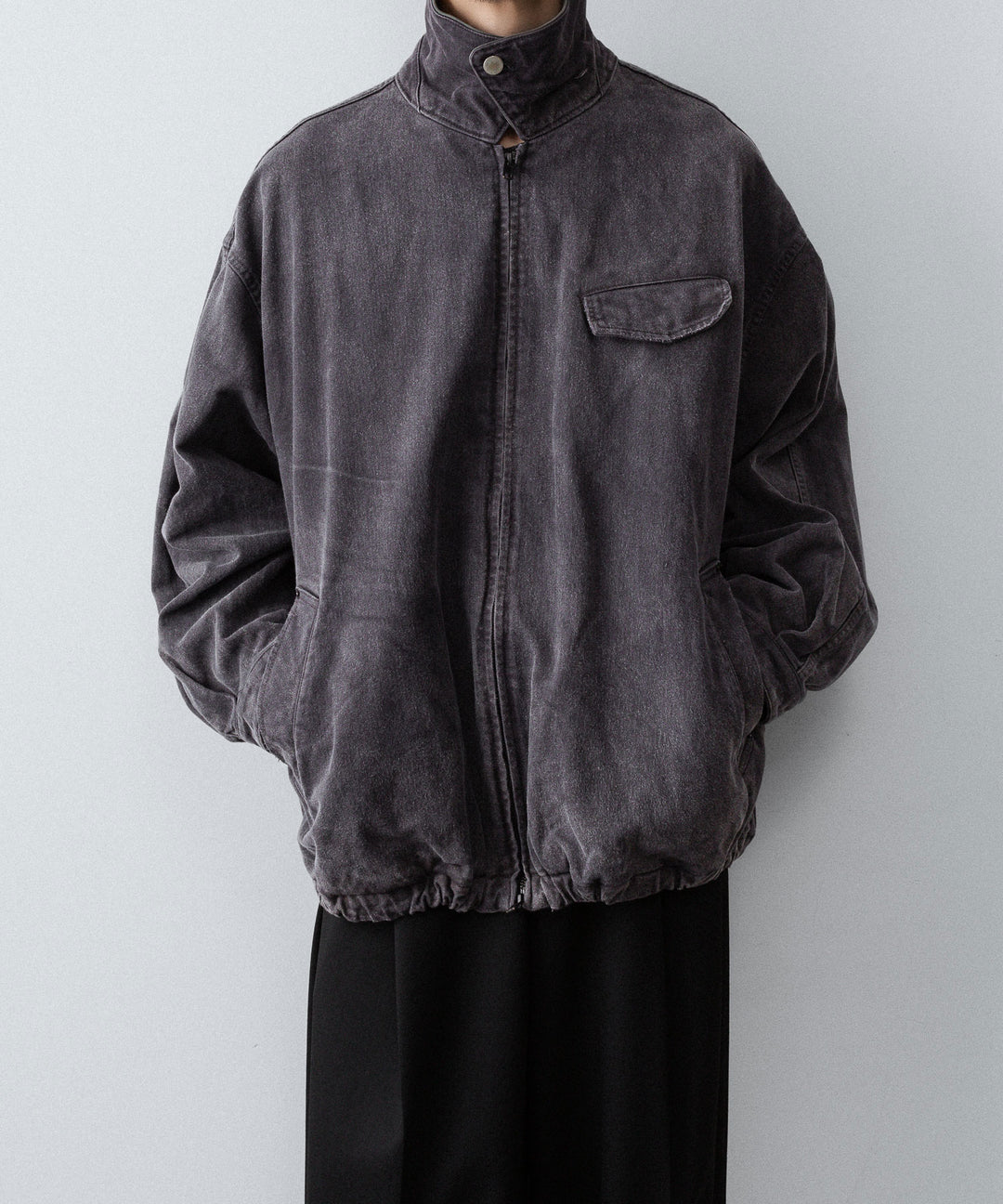 【ssstein】SULFUR DYED WHIP CORD VINTAGE ZIP JACKET - BLACK
