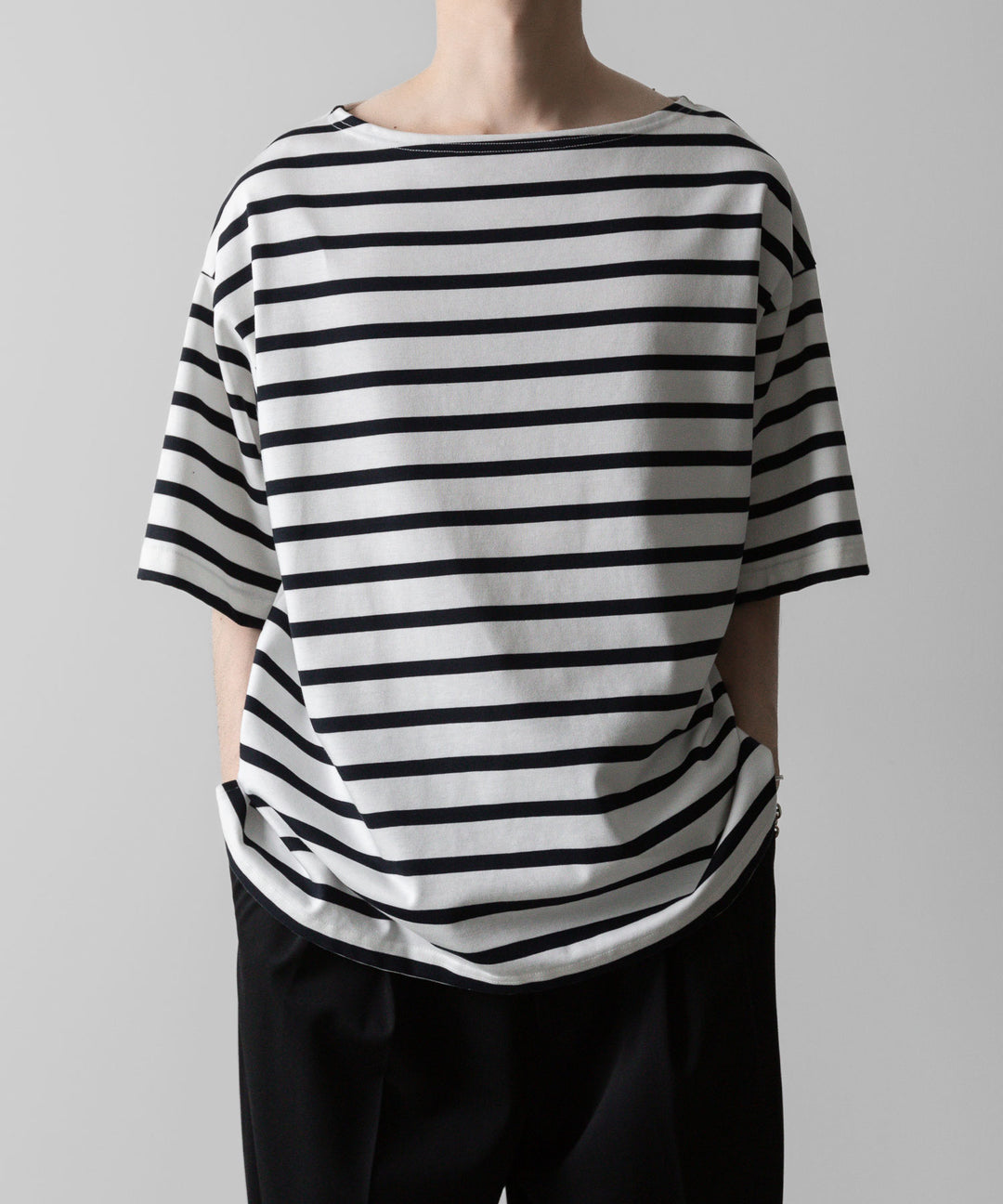 INTÉRIM - インテリムのHYPER BIG SUVIN GIZA BASQUE BORDER H/S SHIRT - WHITE×NAVY公式通販サイトsession福岡セレクトショップ