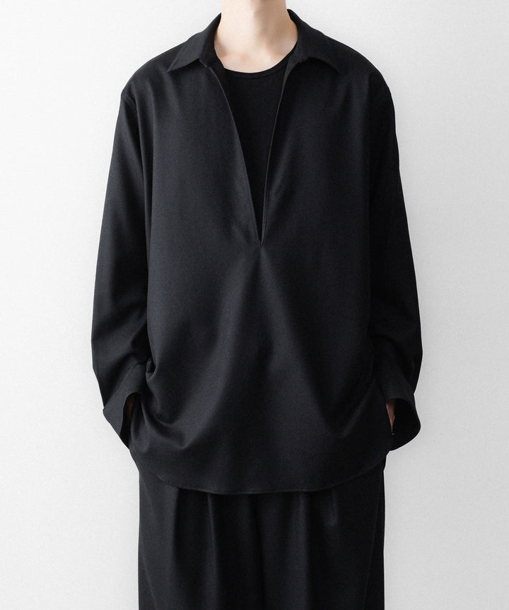 ssstein(シュタイン)のWOOL FLANNEL OVERSIZED SKIPPER SHIRT - BLACKの公式通販サイトsession福岡セレクトショップ
