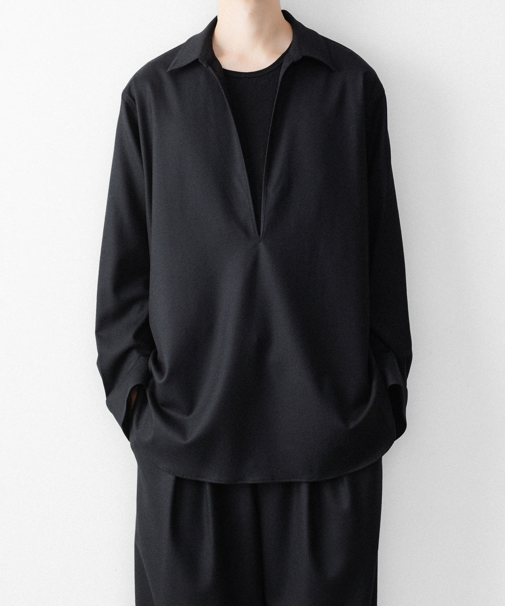 ssstein(シュタイン)のWOOL FLANNEL OVERSIZED SKIPPER SHIRT - BLACKの公式通販サイトsession福岡セレクトショップ
