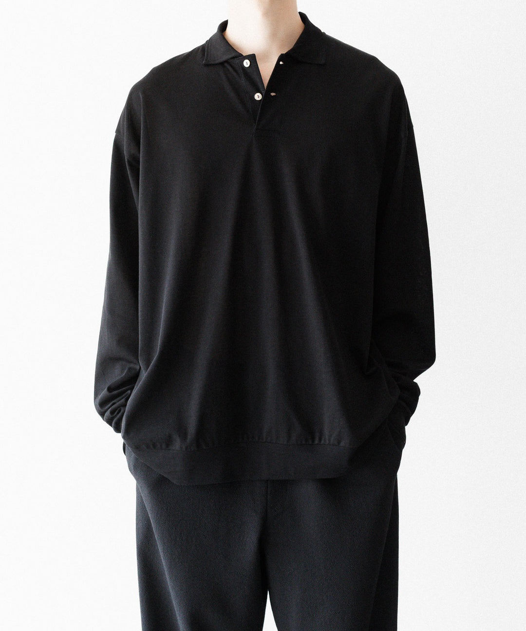 INTÉRIM - インテリムのHIGH GAUGE SEA ISLAND PIQUE HYPER BIG LONG POLOのBLACK公式通販サイトsession福岡セレクトショップ