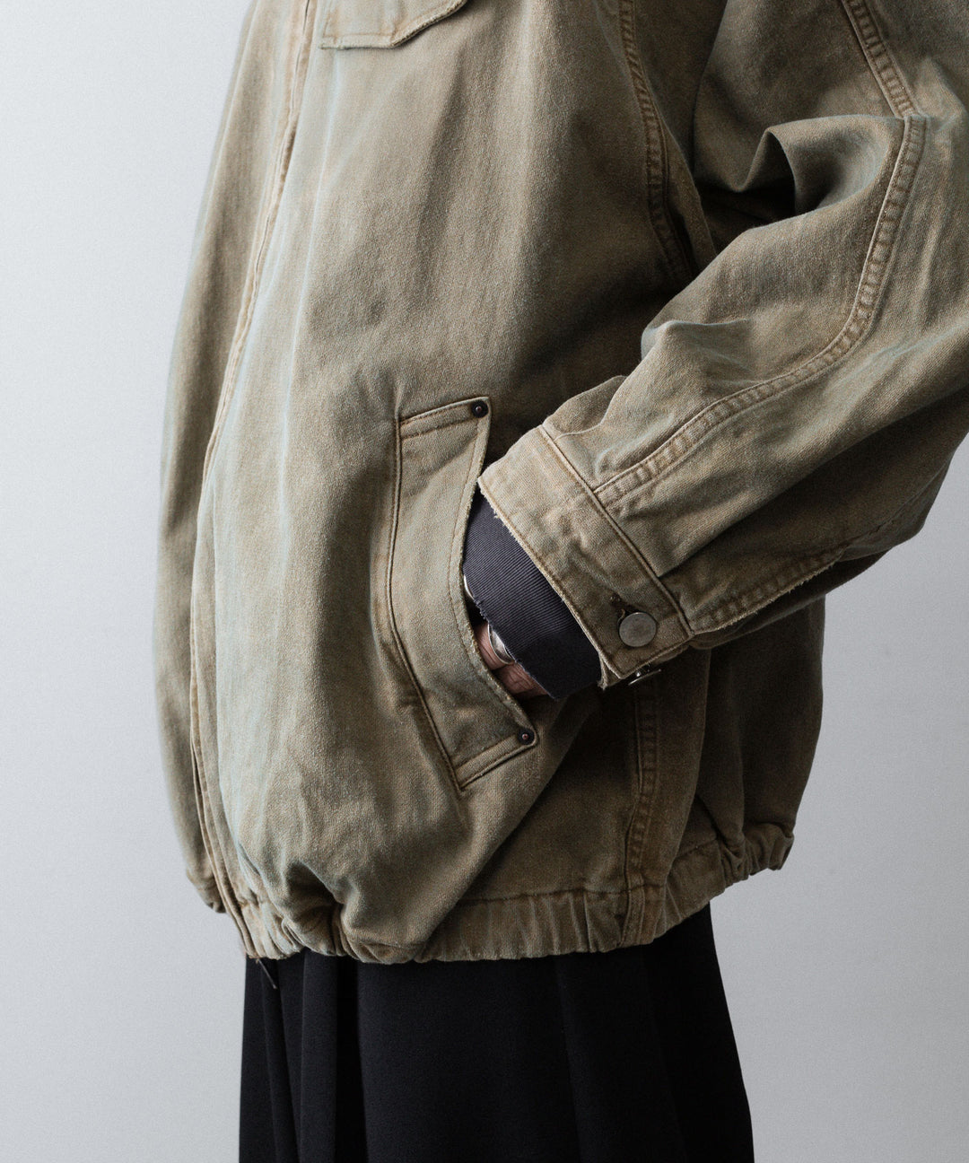【ssstein】SULFUR DYED OXFORD VINTAGE JACKET - KHAKI BEIGE