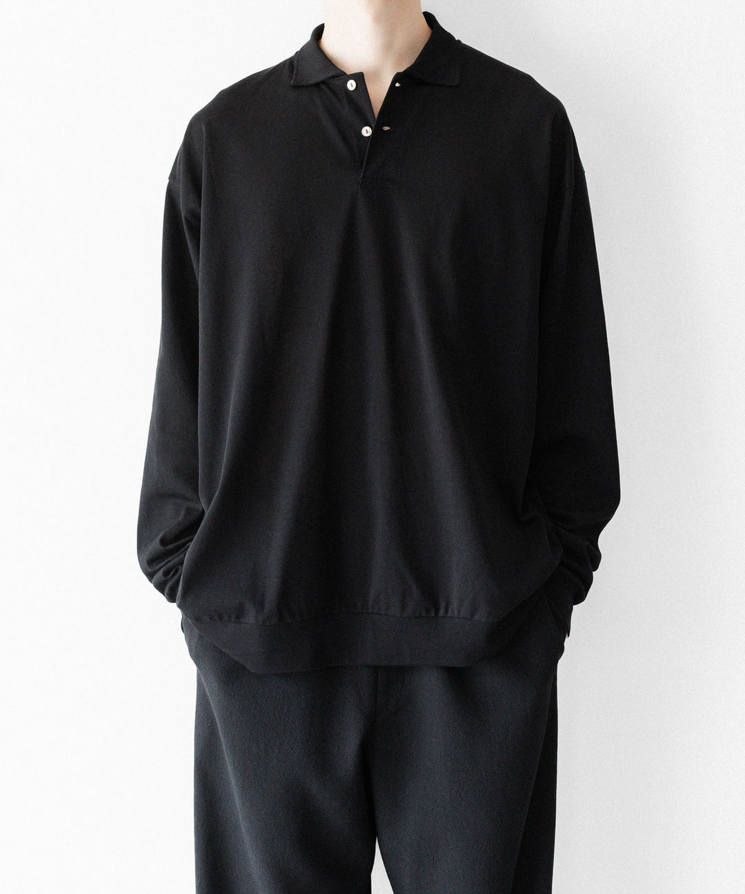 INTÉRIM - インテリムのHIGH GAUGE SEA ISLAND PIQUE HYPER BIG LONG POLOのBLACK公式通販サイトsession福岡セレクトショップ