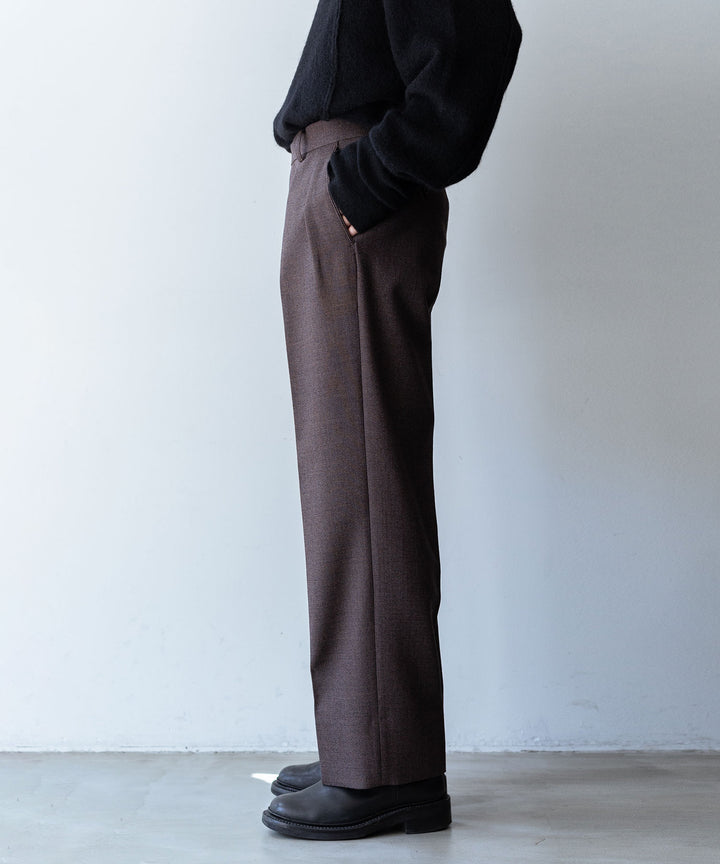 INTÉRIM インテリム LIMITED BASKET WEAVE 2-TUCK STRAIGHT SLACKS - BROWN sessionセッション福岡セレクトショップ 公式通販サイト