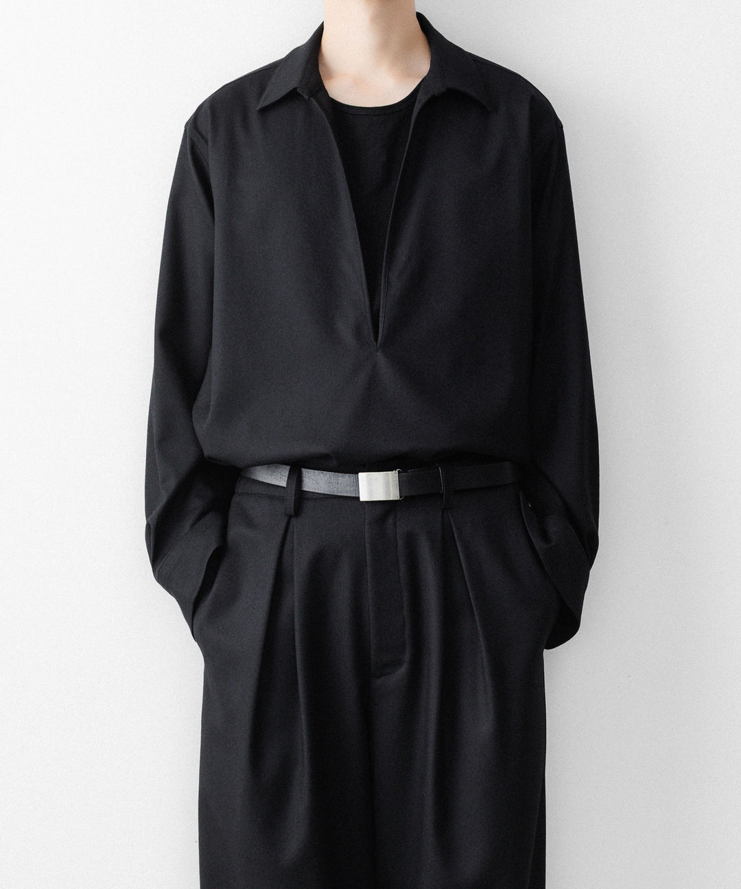 ssstein(シュタイン)のWOOL FLANNEL OVERSIZED SKIPPER SHIRT - BLACKの公式通販サイトsession福岡セレクトショップ