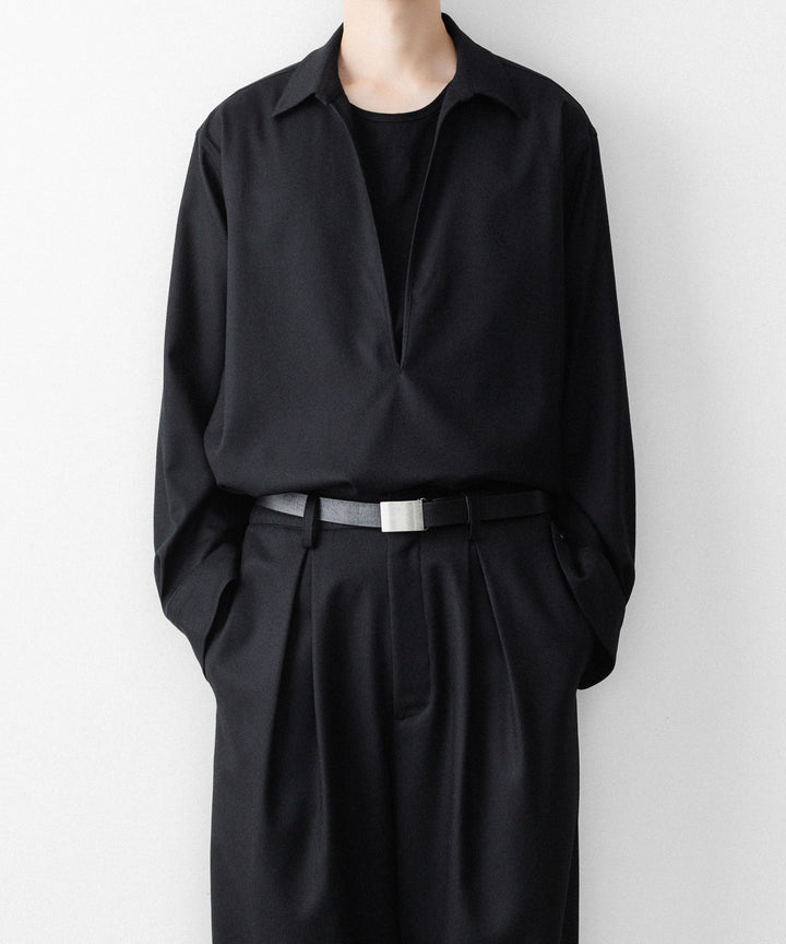 ssstein(シュタイン)のWOOL FLANNEL OVERSIZED SKIPPER SHIRT - BLACKの公式通販サイトsession福岡セレクトショップ