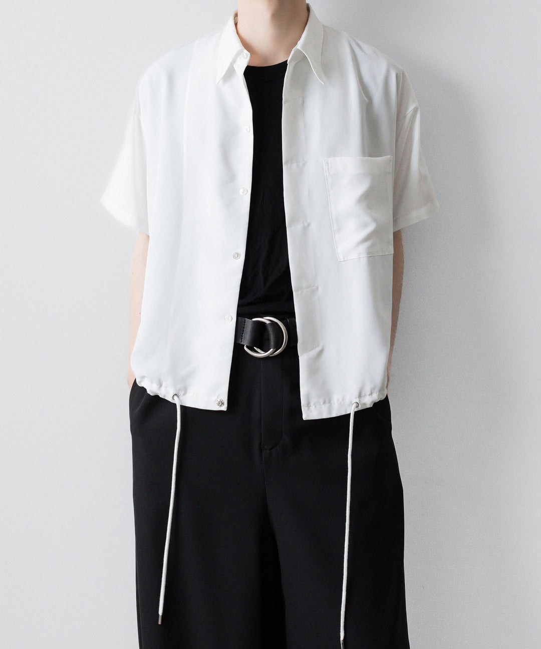 【ato】OVERSIZED DRAW CORD SHIRT - WHITE