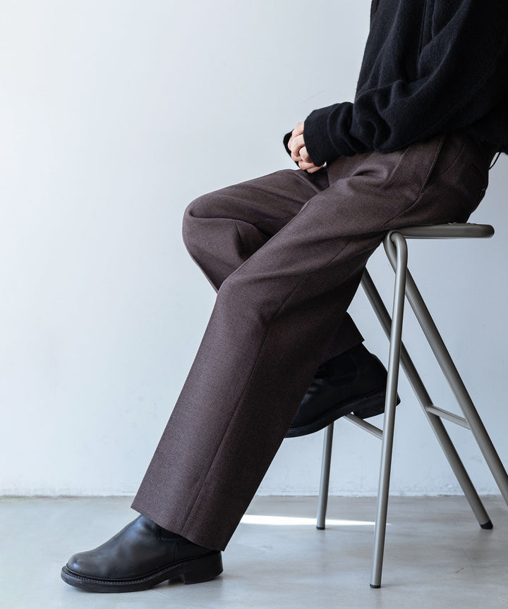 INTÉRIM インテリム LIMITED BASKET WEAVE 2-TUCK STRAIGHT SLACKS - BROWN sessionセッション福岡セレクトショップ 公式通販サイト