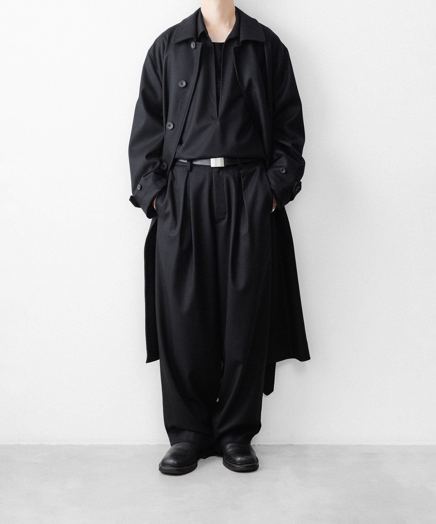 ssstein / シュタイン】WOOL FLANNEL EASY WIDE TROUSERS - BLACK