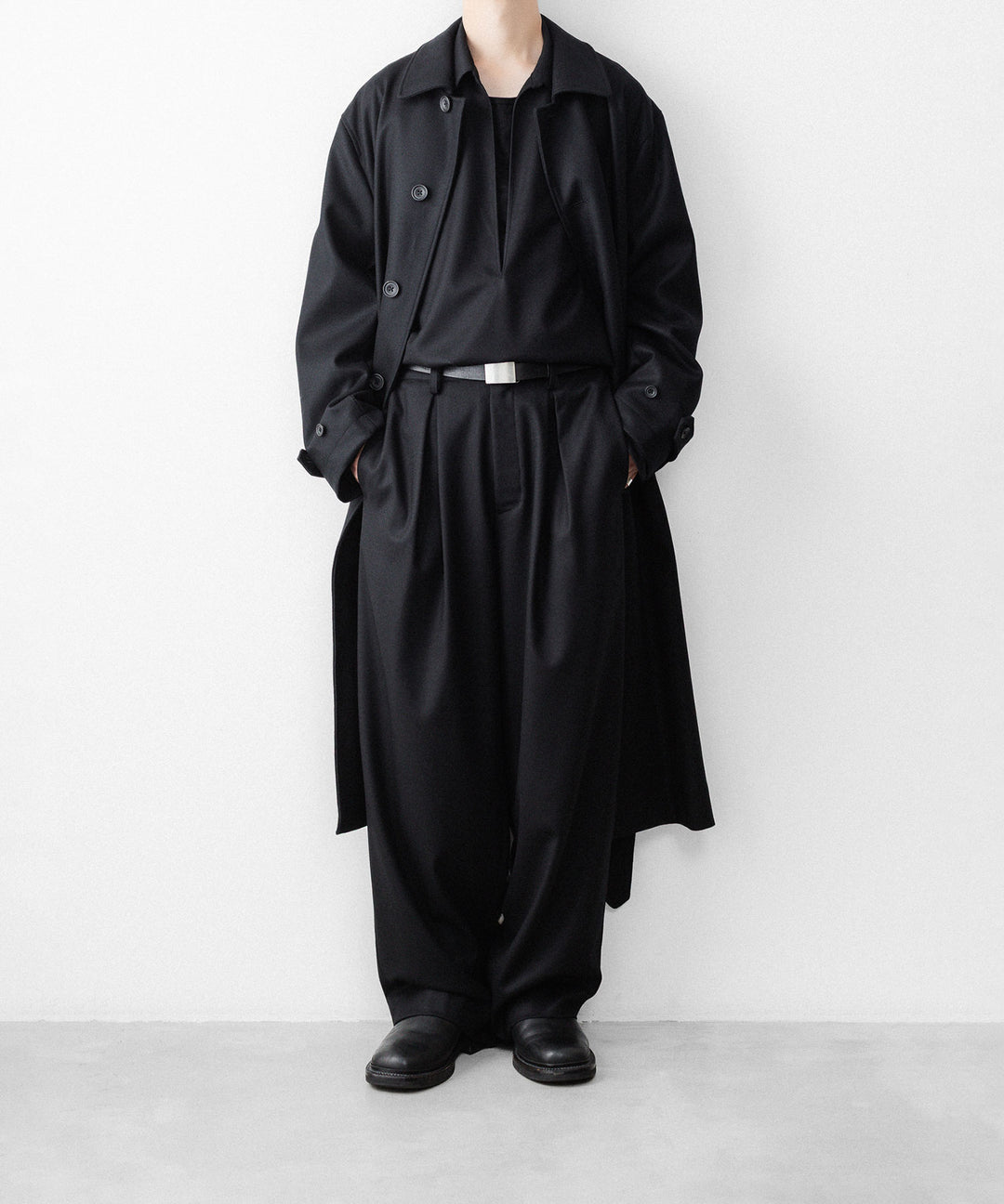 ssstein(シュタイン)のWOOL FLANNEL OVERSIZED SKIPPER SHIRT - BLACKの公式通販サイトsession福岡セレクトショップ