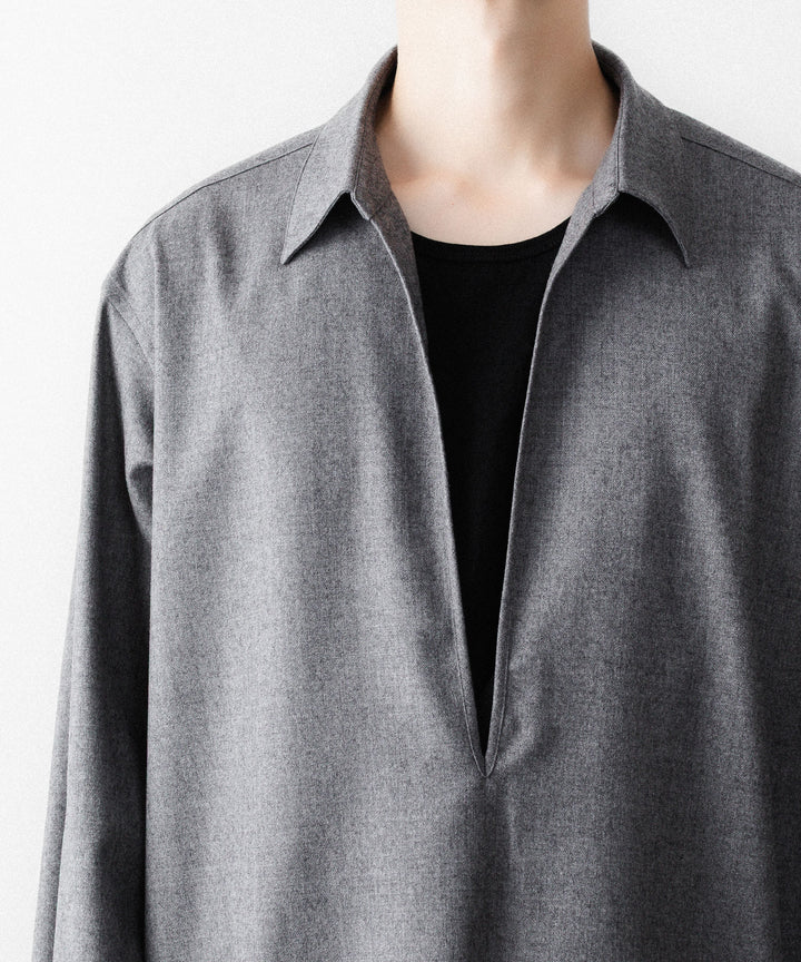 ssstein(シュタイン)のWOOL FLANNEL OVERSIZED SKIPPER SHIRT - GREYの公式通販サイトsession福岡セレクトショップ