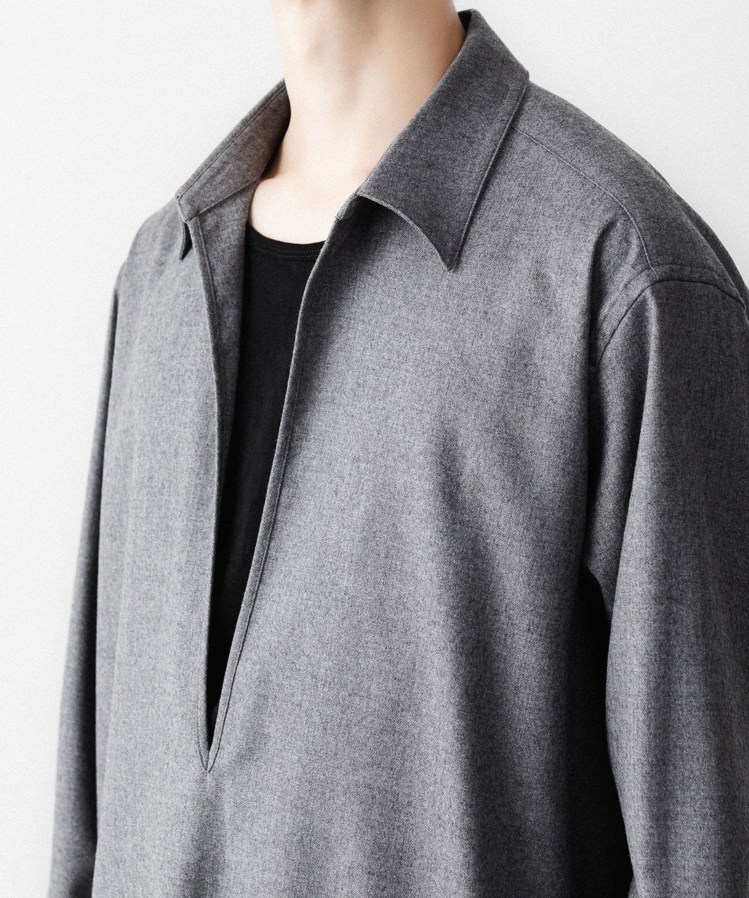 ssstein(シュタイン)のWOOL FLANNEL OVERSIZED SKIPPER SHIRT - GREYの公式通販サイトsession福岡セレクトショップ