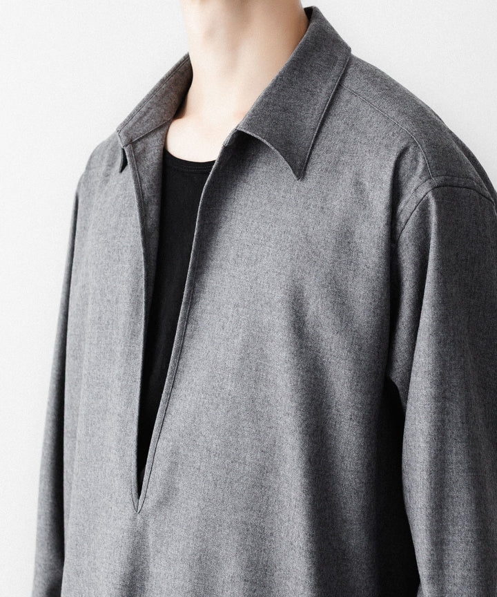 ssstein(シュタイン)のWOOL FLANNEL OVERSIZED SKIPPER SHIRT - GREYの公式通販サイトsession福岡セレクトショップ