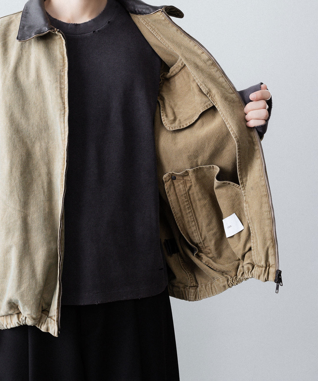 【ssstein】SULFUR DYED WHIP CORD VINTAGE ZIP JACKET - KHAKI