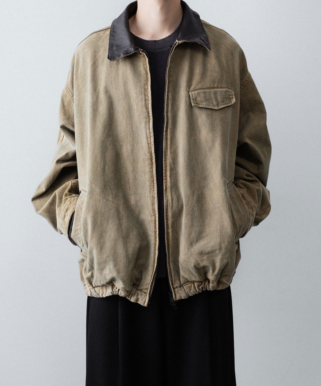 【ssstein】SULFUR DYED WHIP CORD VINTAGE ZIP JACKET - KHAKI