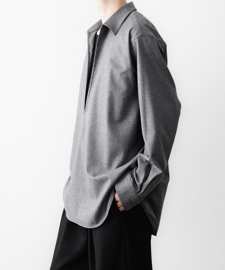 ssstein(シュタイン)のWOOL FLANNEL OVERSIZED SKIPPER SHIRT - GREYの公式通販サイトsession福岡セレクトショップ
