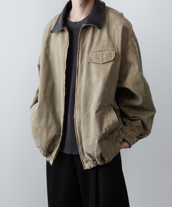 【ssstein】SULFUR DYED WHIP CORD VINTAGE ZIP JACKET - KHAKI