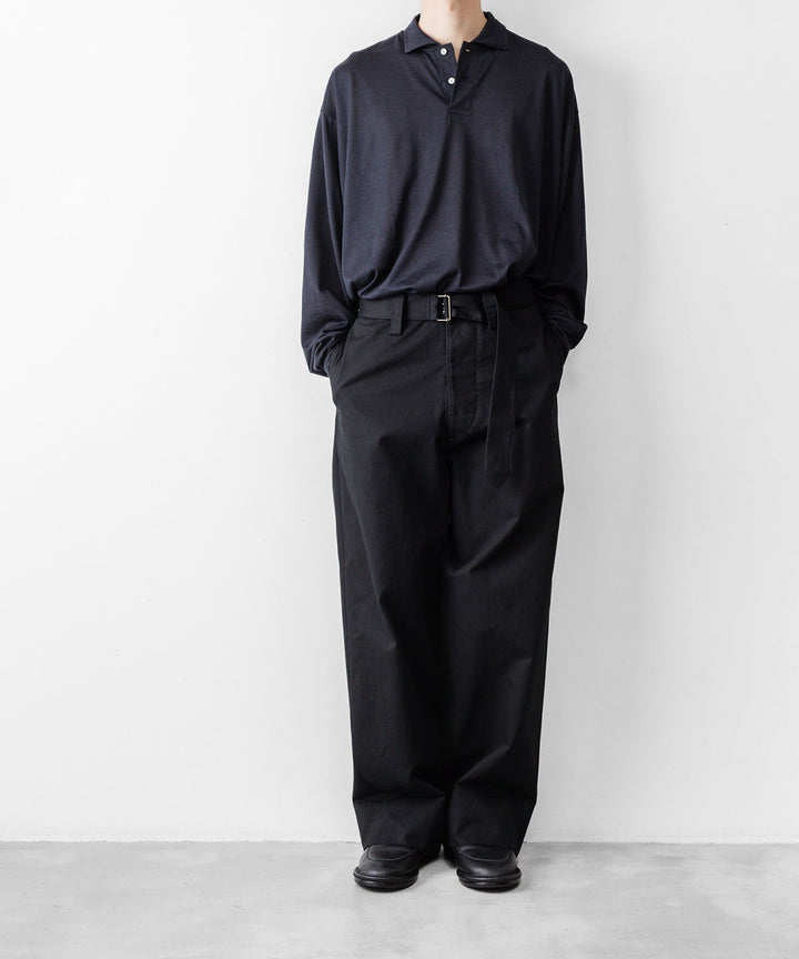 INTÉRIM インテリムのFABRIC WASHER CHINO  BELTED FRENCH ARMY MIL BAGGY TROUSERのBLACK 公式通販サイトsession福岡セレクトショップ