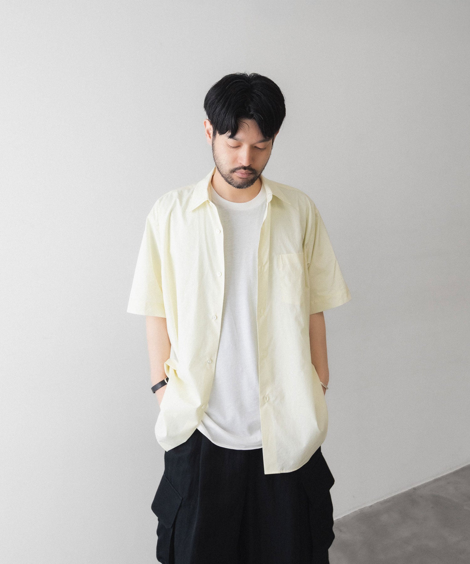 ssstein / シュタイン】SUVIN COTTON OVERSIZED SS SHIRT - YELLOW