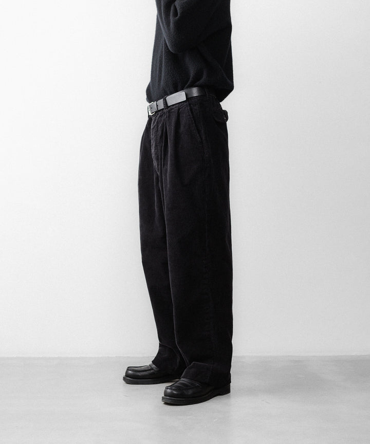 concause-コンコースのCORDUROY WIDE TAPERED SLACKSのBLACK公式通販サイトsession福岡セレクトショップ