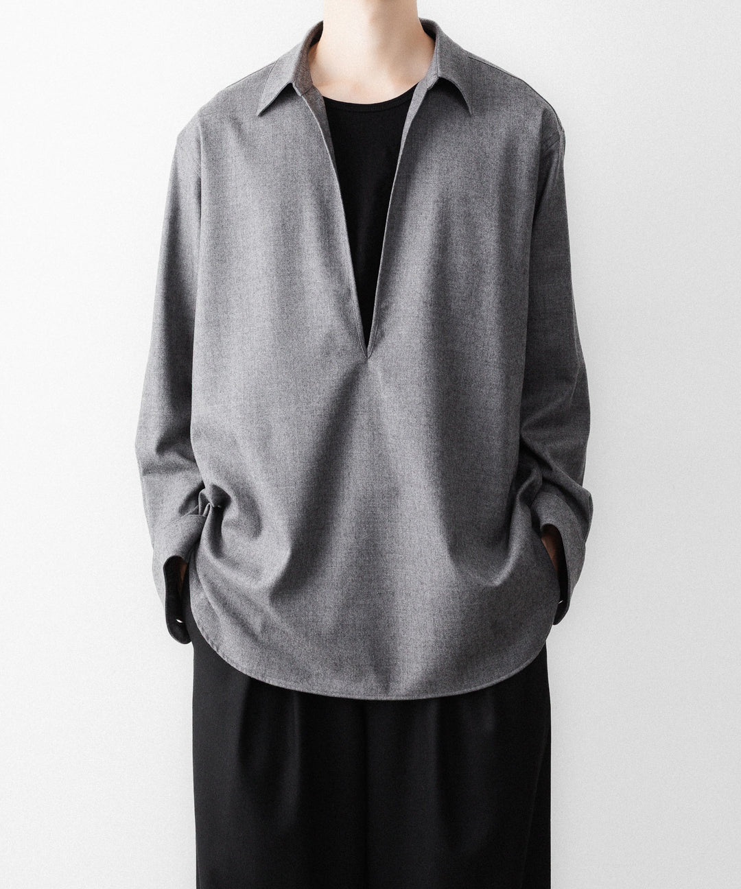 ssstein(シュタイン)のWOOL FLANNEL OVERSIZED SKIPPER SHIRT - GREYの公式通販サイトsession福岡セレクトショップ