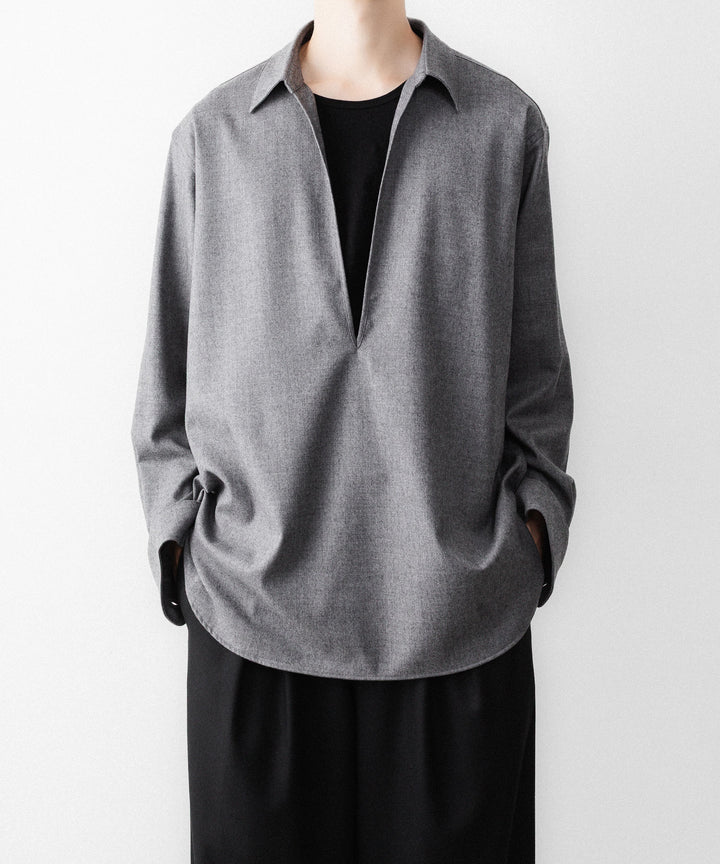 ssstein(シュタイン)のWOOL FLANNEL OVERSIZED SKIPPER SHIRT - GREYの公式通販サイトsession福岡セレクトショップ