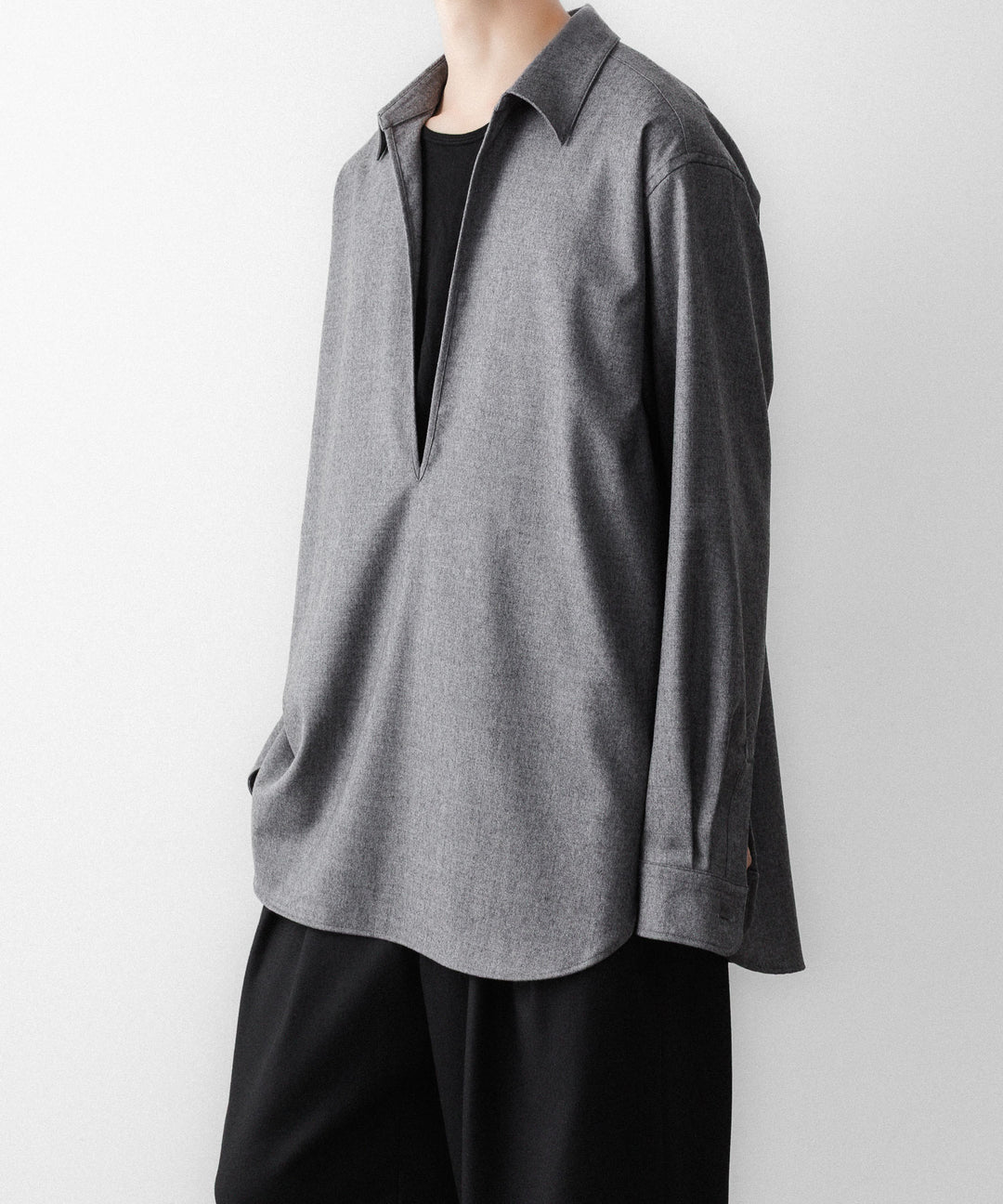 ssstein(シュタイン)のWOOL FLANNEL OVERSIZED SKIPPER SHIRT - GREYの公式通販サイトsession福岡セレクトショップ