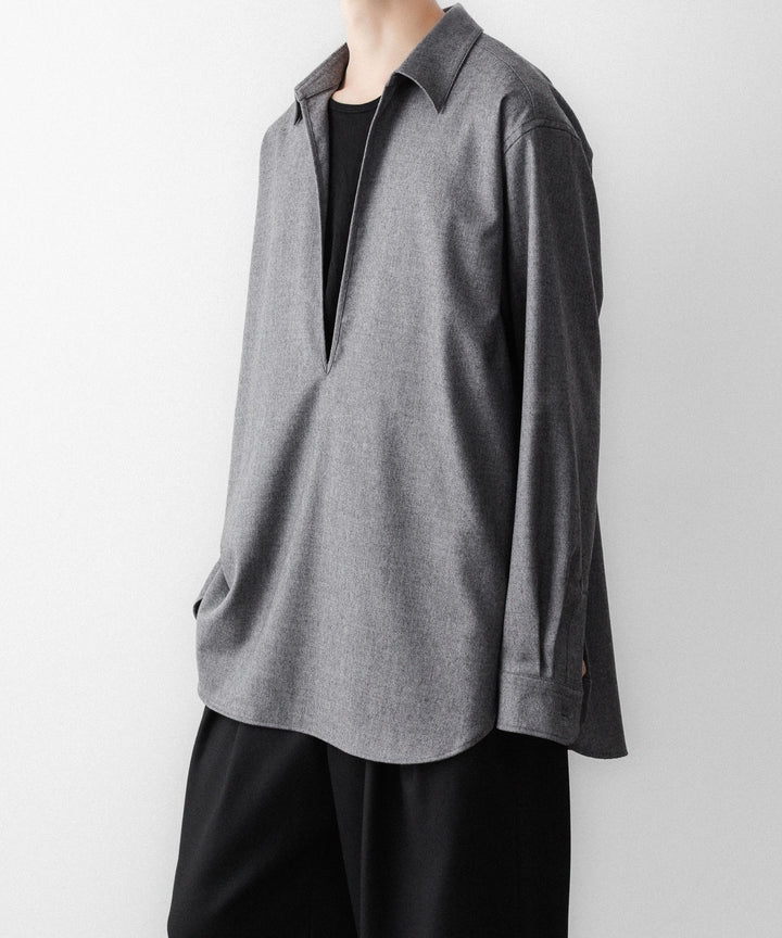 ssstein(シュタイン)のWOOL FLANNEL OVERSIZED SKIPPER SHIRT - GREYの公式通販サイトsession福岡セレクトショップ