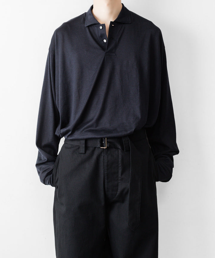 INTÉRIM インテリムのFABRIC WASHER CHINO  BELTED FRENCH ARMY MIL BAGGY TROUSERのBLACK 公式通販サイトsession福岡セレクトショップ