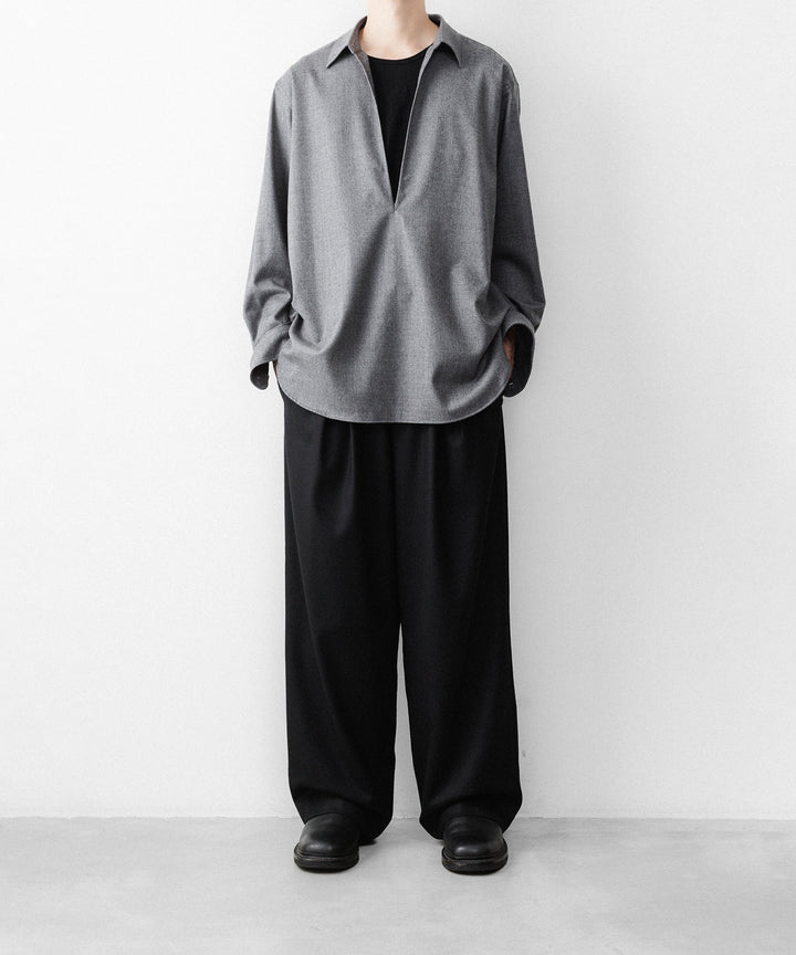ssstein(シュタイン)のWOOL FLANNEL OVERSIZED SKIPPER SHIRT - GREYの公式通販サイトsession福岡セレクトショップ