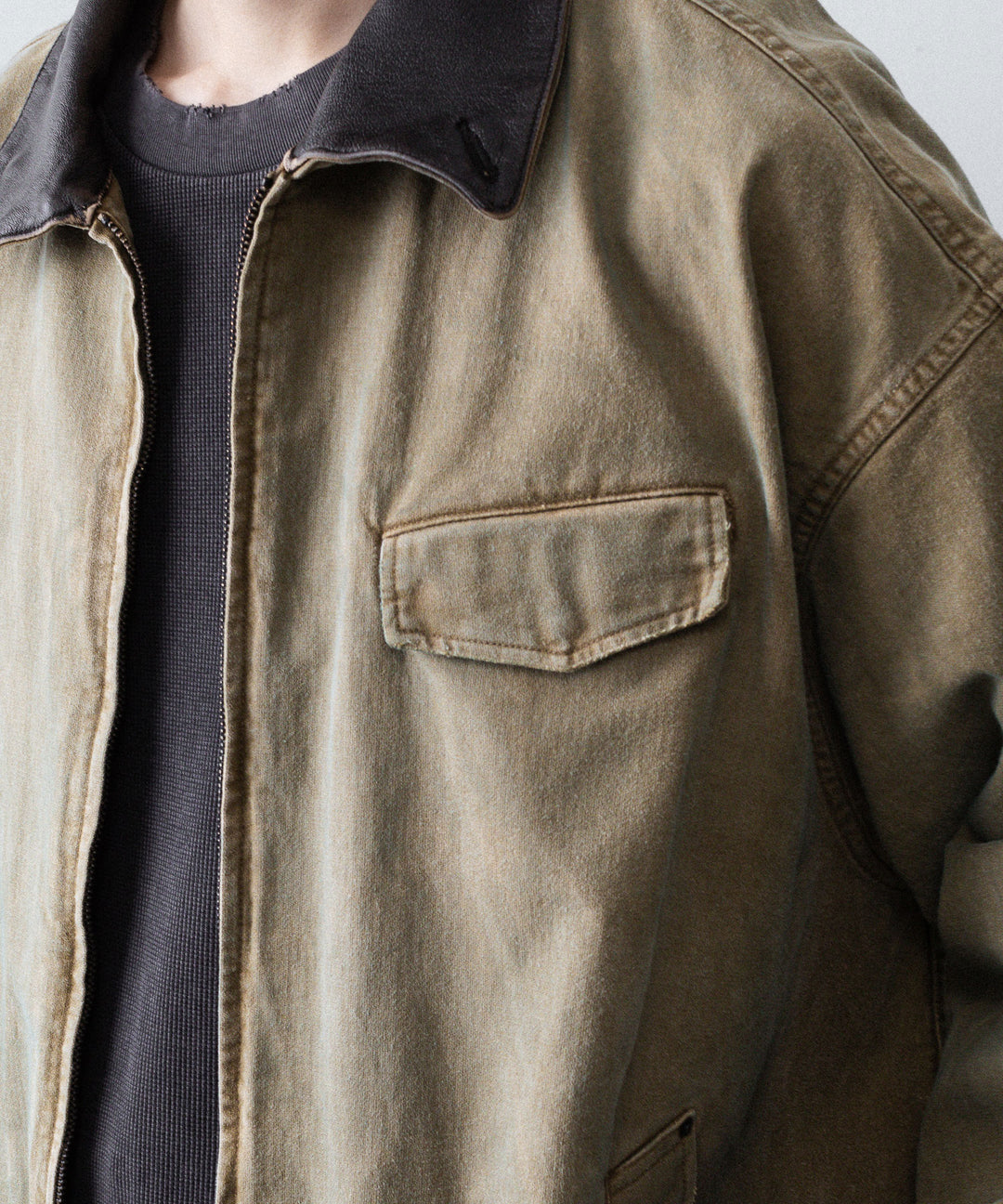【ssstein】SULFUR DYED WHIP CORD VINTAGE ZIP JACKET - KHAKI