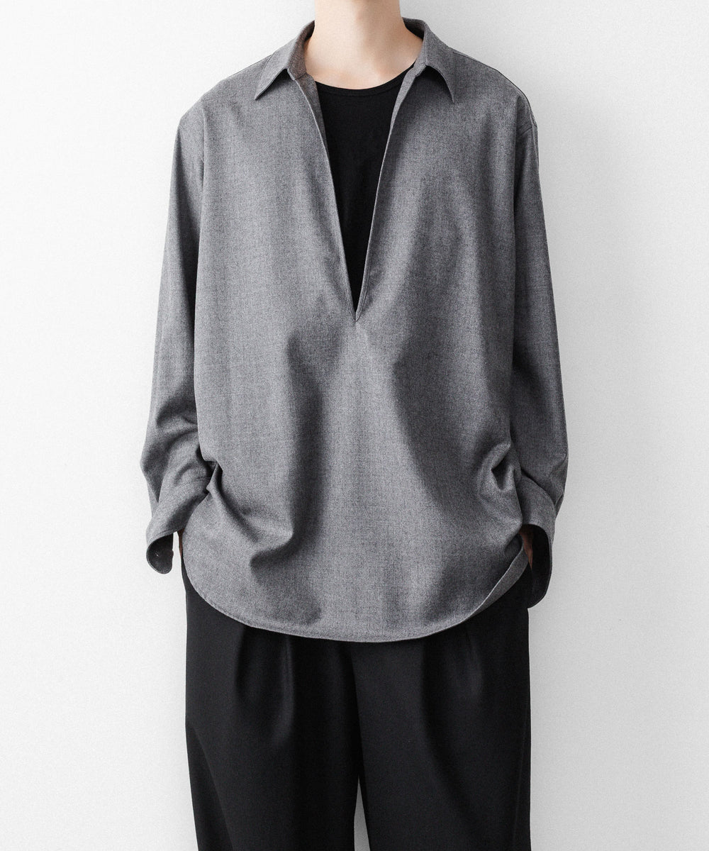 ssstein(シュタイン)のWOOL FLANNEL OVERSIZED SKIPPER SHIRT - GREYの公式通販サイトsession福岡セレクトショップ