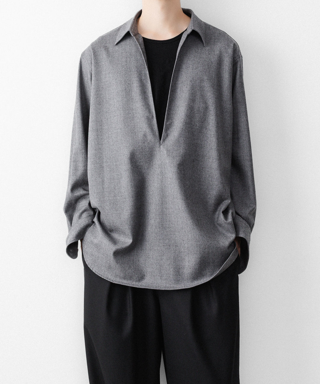 ssstein(シュタイン)のWOOL FLANNEL OVERSIZED SKIPPER SHIRT - GREYの公式通販サイトsession福岡セレクトショップ