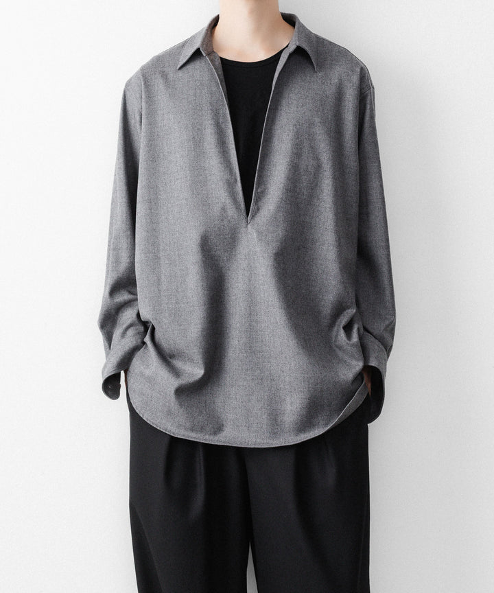 ssstein(シュタイン)のWOOL FLANNEL OVERSIZED SKIPPER SHIRT - GREYの公式通販サイトsession福岡セレクトショップ