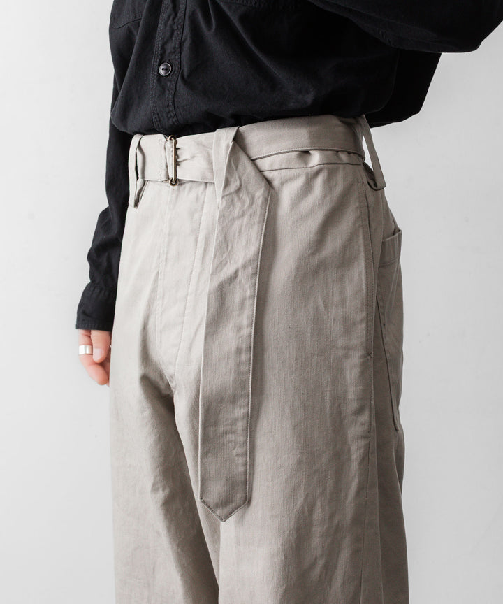 INTÉRIM インテリムのFABRIC WASHER CHINO BELTED FRENCH ARMY MIL BAGGY TROUSERのBEIGE 公式通販サイトsession福岡セレクトショップ