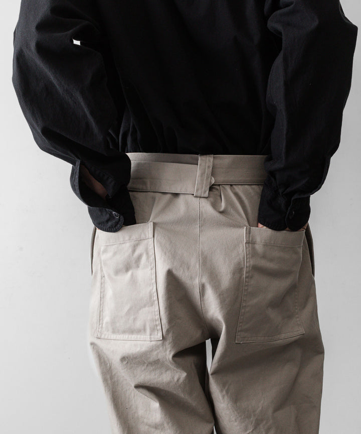 INTÉRIM インテリムのFABRIC WASHER CHINO BELTED FRENCH ARMY MIL BAGGY TROUSERのBEIGE 公式通販サイトsession福岡セレクトショップ
